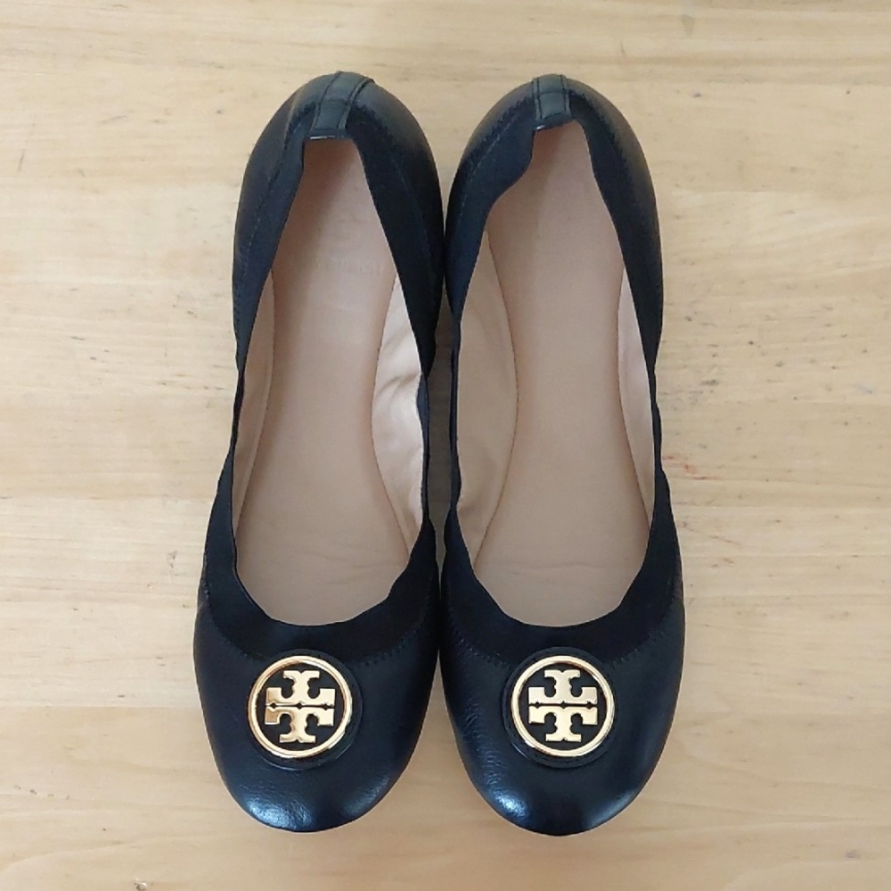 Tory Burch Black Leather Flats